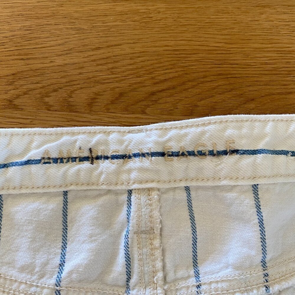 American Eagle Blue White Mini Stripe Denim Skirt Size 14 Regular - Picture 5 of 9